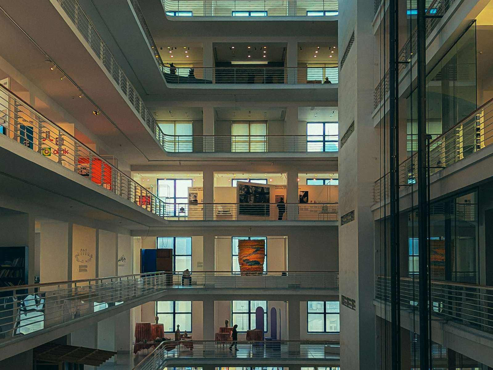 Atrium of a modern office building in daylight.